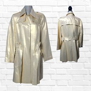 St. John Couture Vintage Raincoat Trench Gold Metallic Size 16 new with tags